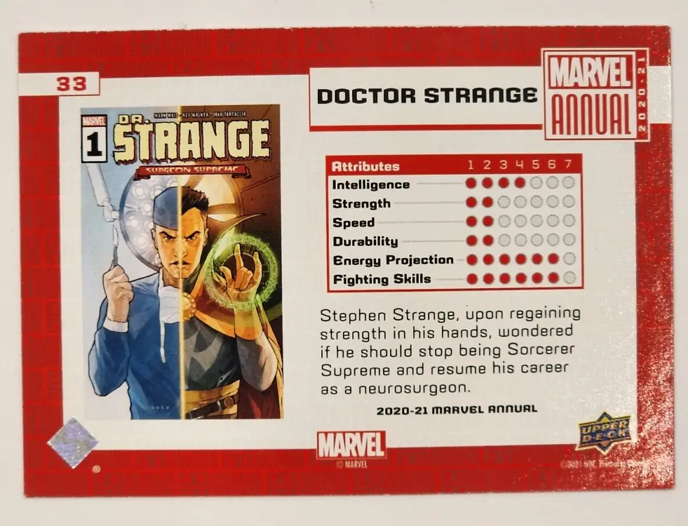 Doctor Strange Marvel Annual 2020-21 card #33 Back