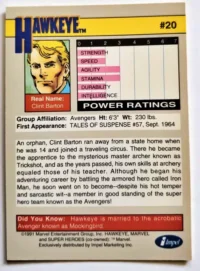 Hawkeye Impel Marketing 1991 #20 Back