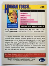 Human Torch Impel Marketing 1991 #10 Back