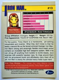 Iron Man Impel Marketing 1991 #13 Back