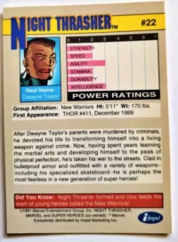 Night Thrasher Sable Impel Marketing 1991 #22 Back