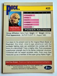 Puck Impel Marketing 1991 #23 back