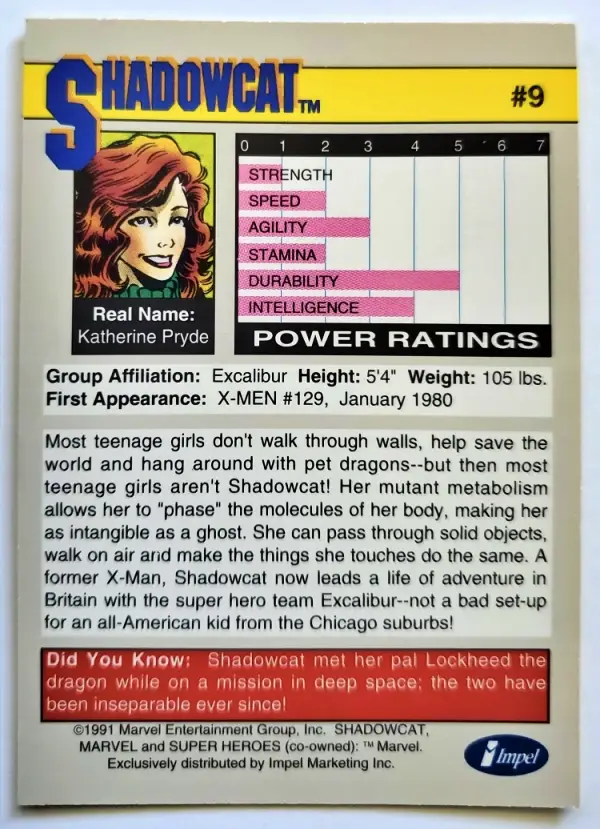 shadowcat-impel-marketing-1991-9-back Shadowcat Impel Marketing 1991 #9 Back