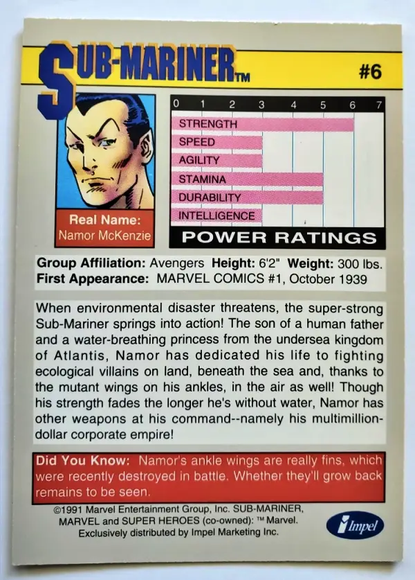 sub-mariner-impel-marketing-1991-5-back Sub-Mariner Impel Marketing 1991 #6 Back