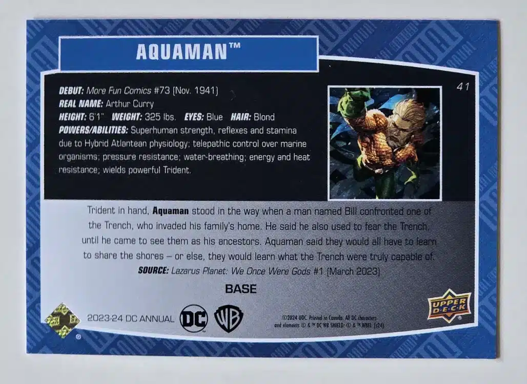 Aquaman Upper Deck 2023-24 Card #41