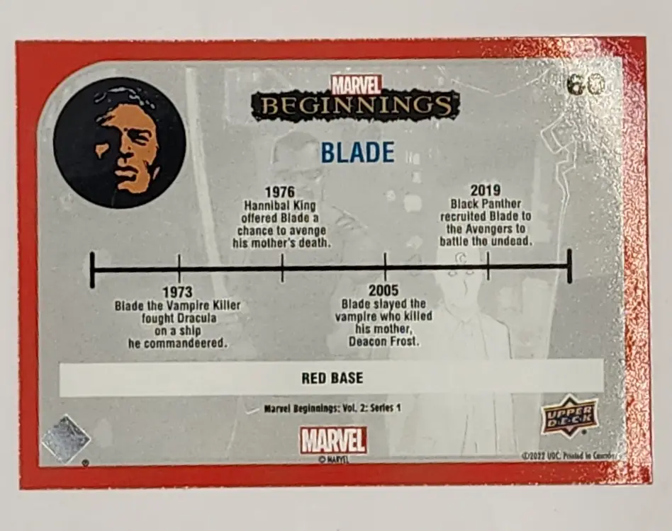 Blade Marvel Beginnings 2022 #60 Red Border Back