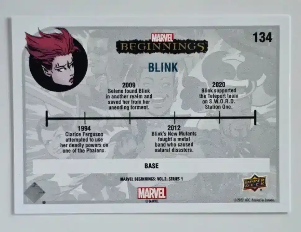 Blink Marvel Beginnings 2022 #134 back