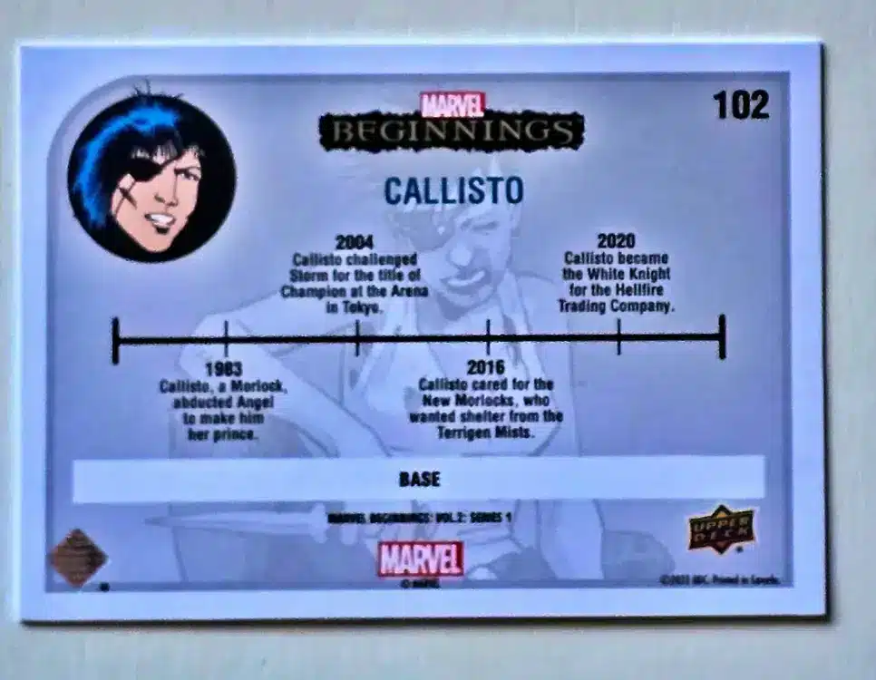 Callisto Marvel Beginnings 2022 #102 back