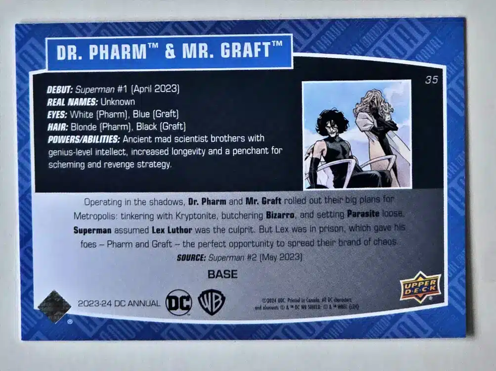 Dr Pharm Mr Graft Upper Deck 2023-24 Card #35 Back