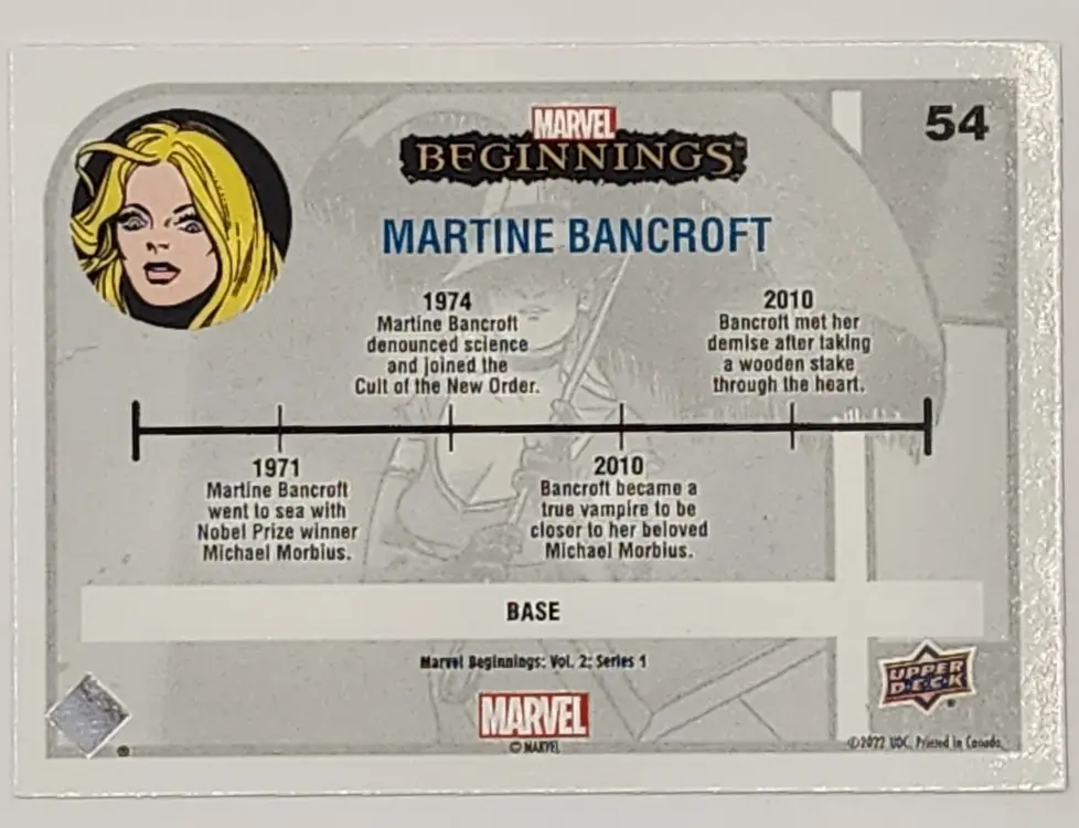 Martine Bancroft Marvel Beginnings 2022 #54 back