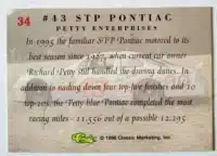 43 STP Pontiac Classic 1996 Card #34 Back