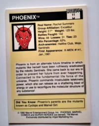Phoenix Marvel Comics 1990 Card #11 Back