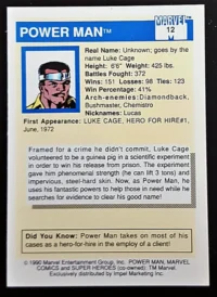 Power Man 1990 Impel Marketing #12 Back