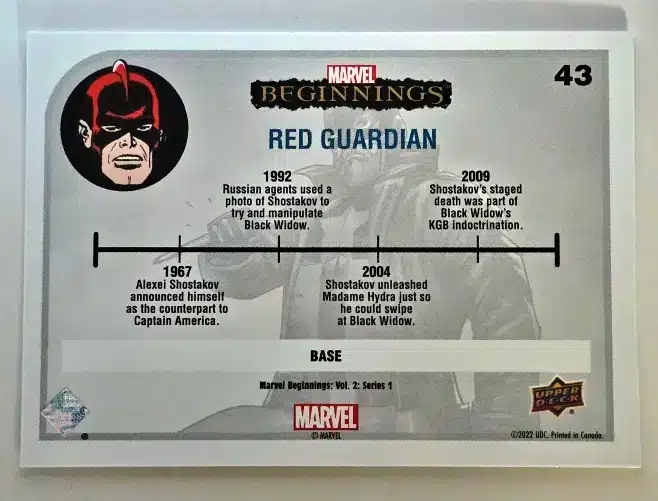 Red Guardian Marvel Beginnings 2022 #43 back