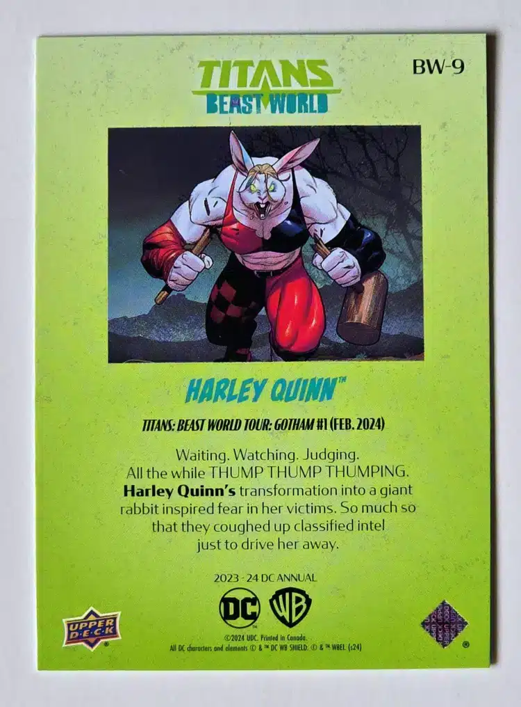 Harley Quinn Titans Beast World UD-2023-24 Card#BW-9 back