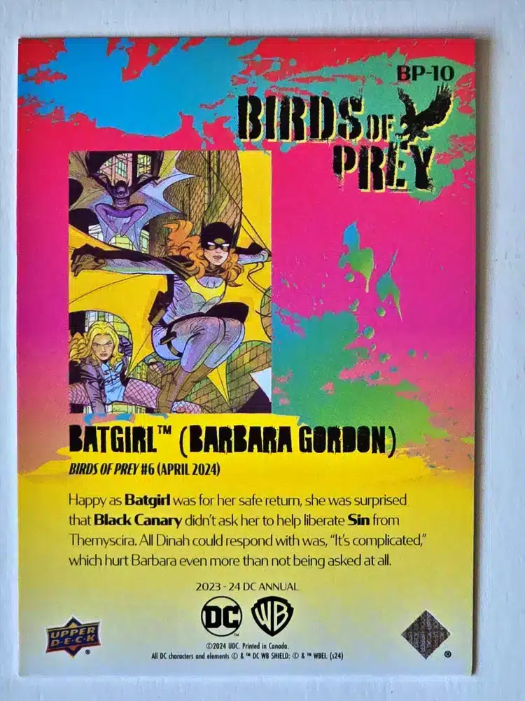 Batgirl Barbara Gordon Upper Deck 2023-24 Card #BP-10 Back
