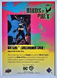 Batgirl Cassandra Cain Upper Deck 2023-24 Card #BP-7 Back