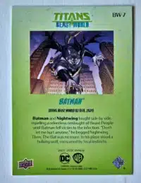 Batman Titans of The Beast UD-2023-24 Card#BW-7 Back