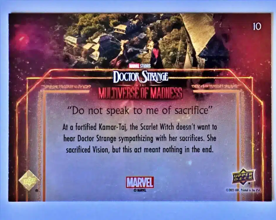 Dr Strange Multiverse of Madness Card 10 Upper Deck 2023 Back
