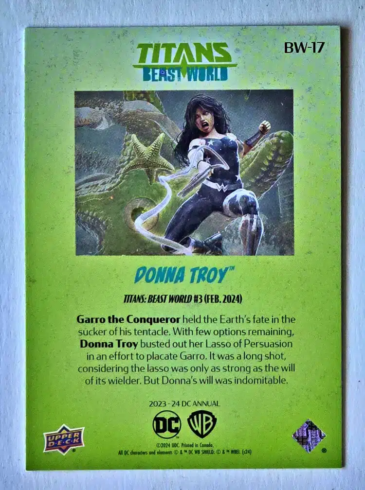 Donna Troy Titans Beast World UD-2023-24 Card #BW-17 Back