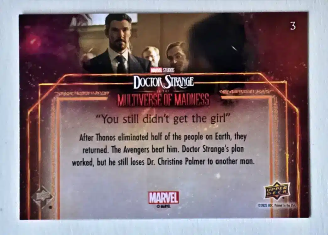 Dr Strange Multiverse of Madness Card 2 Upper Deck 2023 Back