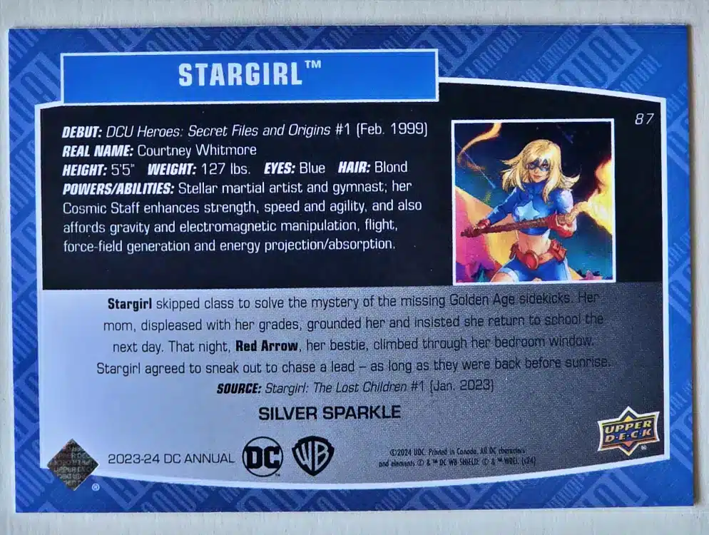 Stargirl Upper Deck 2023-24 Card #87 Silver Sparkle Back