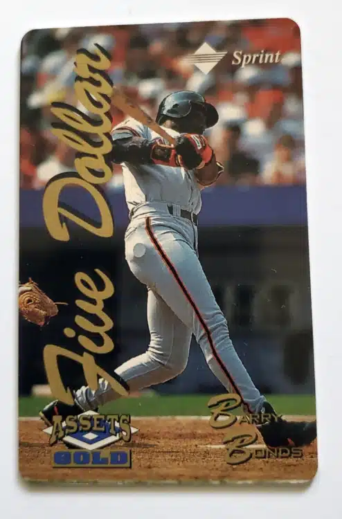 Barry Bonds 5 Dollar Phone Card Classic Assets Gold 1995