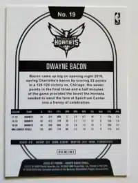 Hoops 2020 Panini Charlotte Hornets-Dwayne Bacon back