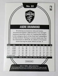 Hoops 2020 Panini Cavaliers Singles-Andre Drummond Back