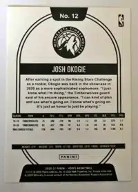 Hoops 2020 Panini Minnesota Timberwolves-Josh Okogie Back