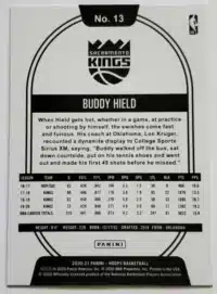 Hoops 2020 Panini Sacramento Kings-Buddy Hield Back