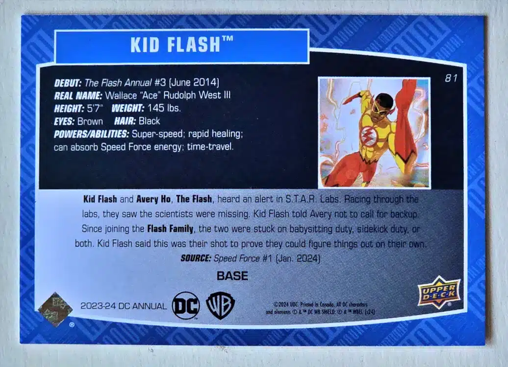 Batgirl Cassandra Gain Upper Deck 2023-24 Card #80 back