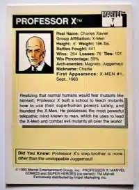 Professor X Impel Marketing 1990 Card #7 back