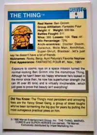 The Thing Impel Marketing 1990 Card #6 Back
