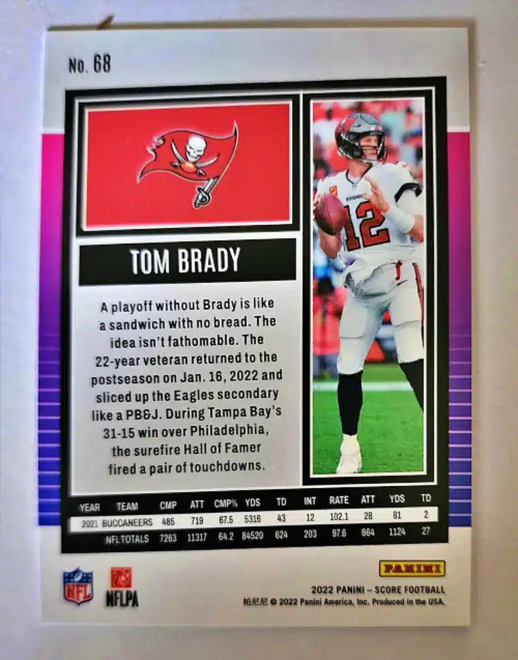 Tom Brady Panini Score 2022 #68