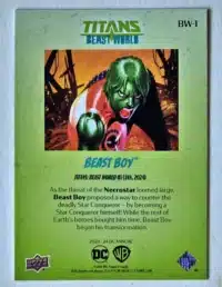 Beast Boy Titan Beast World Upper Deck 2023 Card #BW-1 Back