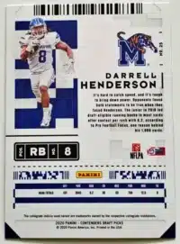 Darrell Henderson Panini Contenders Draft Picks 2020 Card#25 Back
