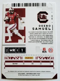 Deebo Samuel Panini Contenders Draft Picks 2020 #28 Back