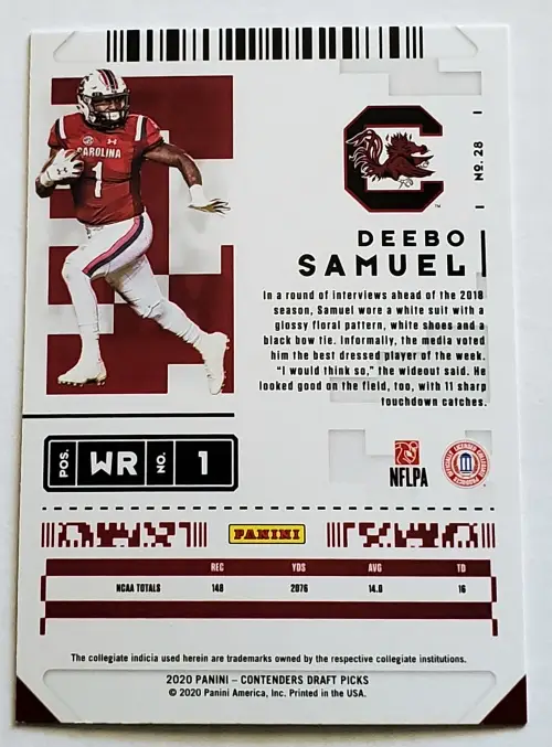 Deebo Samuel Panini Contenders Draft Picks 2020 #28 Back
