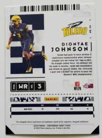Diontae Johnson Panini Contenders Draft Picks 2020 #34 back