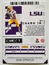 D.J. Chark Jr. Panini Contenders Draft Picks 2020 Card#35 Back