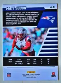 Matt Judon Panini Zenith 2022 Card #9 New England Patriots Back