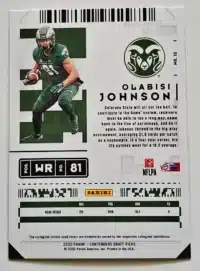 Olabisi Johnson Panini Contenders Draft Picks 2020 Card#10 Back