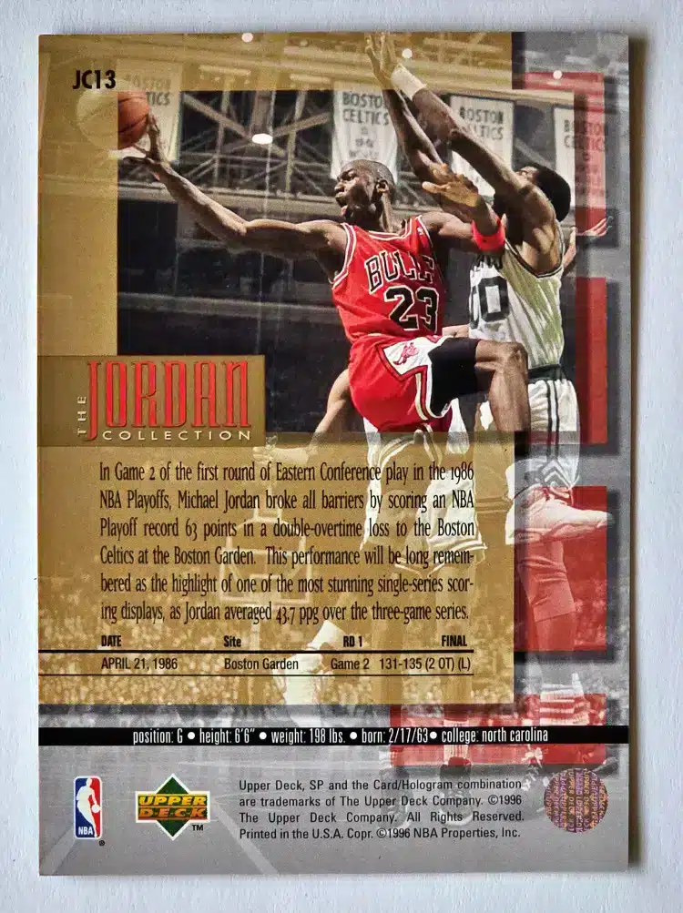 The-michael-jordan-collection-UD-SP-1996-JC13-back The Michael Jordan Collection Upper Deck 1996 Card #JC13 Back