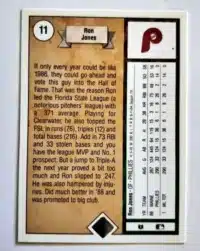 Ron Jones Upper Deck 1989 Card #11 Back