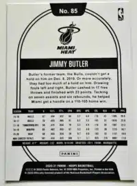 Jimmy Butler Hoops 2020 Card #85 Back