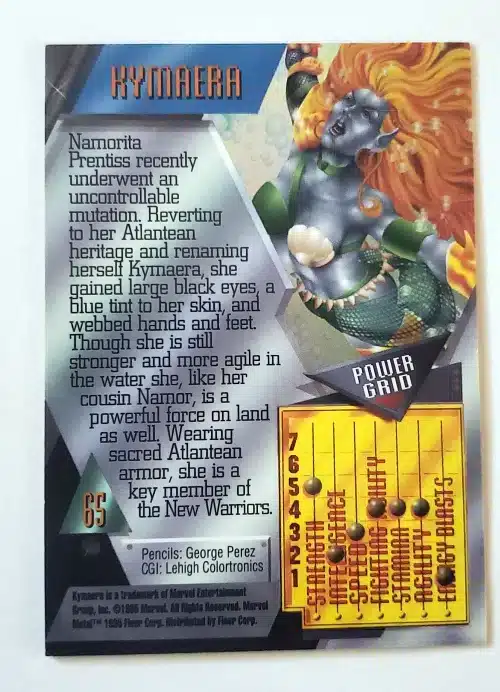 Kymaera Fleer 1995 Card #65 Back