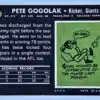 Pete Gogolak Topps 1969 Card #62 Back