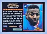 Rodney Hampton Pinnacle 1993 Card #19 Back