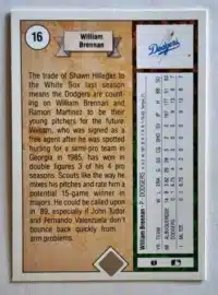 William Brennan Upper Deck 1989 MLB Card #16 Back
